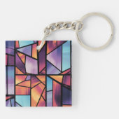 幾何学的鮮やかステンドグラス美術 キーホルダー (裏面)