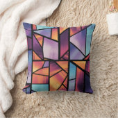 幾何学的鮮やかステンドグラス美術 クッション (ブランケット)