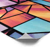幾何学的鮮やかステンドグラス美術 ポスター (角)