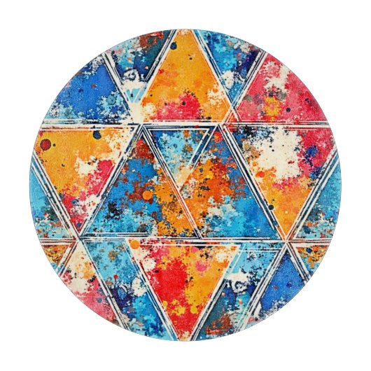 幾何学的鮮やかスプラッシュアート カッティングボード (正面)