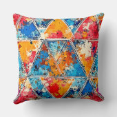 幾何学的鮮やかスプラッシュアート クッション (裏面)