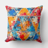 幾何学的鮮やかスプラッシュアート クッション (正面)