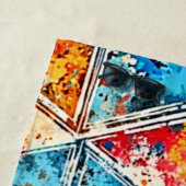 幾何学的鮮やかスプラッシュアート ビーチタオル (インサイチュ)