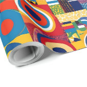 幾何学的鮮やかパッチワークのアフリカ系アメリカ人ギフト ラッピングペーパー (ロールコーナー)