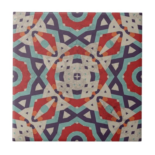 幾何学的鮮やかモザイク石のテクスチャパターン タイル (正面)