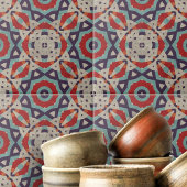 幾何学的鮮やかモザイク石のテクスチャパターン タイル