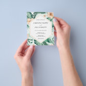 幾何学的鮮やか熱帯結婚式招待状 チラシ (手)