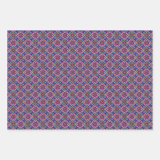 幾何学的鮮やか装飾模様 ラッピングペーパーシート (正面2)