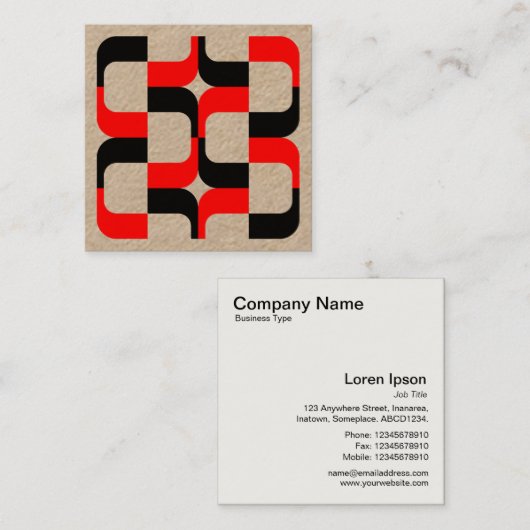幾何学的020614 – 黒と赤 スクエア名刺 (正面/裏面)
