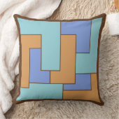 幾何学的1960s穏やかなペリウィンクルターコイズラクダ クッション (ブランケット)