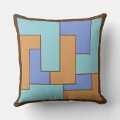 幾何学的1960s穏やかなペリウィンクルターコイズラクダ クッション (裏面)