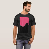 幾何学的2トーン波パターン濃いピンクとブラック Tシャツ (正面フル)