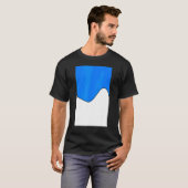 幾何学的2トーン波パターンAzureと白 Tシャツ (正面フル)