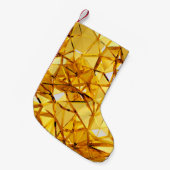 幾何学的3次元の金色の背景 スモールクリスマスストッキング (正面 (吊り時))
