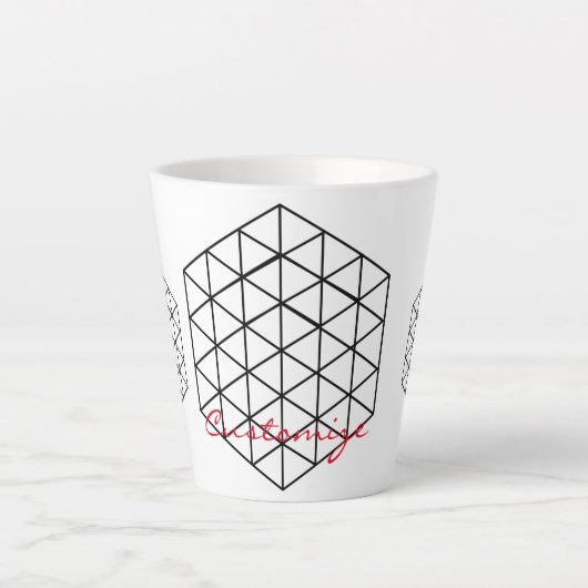 幾何学的3-D立方体サンダー_コーブ カフェラテマグ (正面)