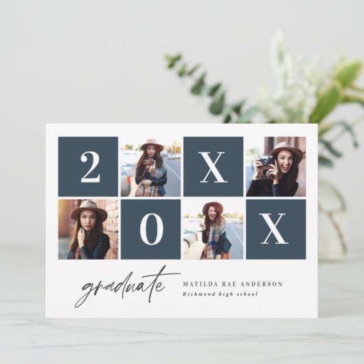 幾何学的4フォトタイポグラフィ卒業パーティー 案内状 (スタンド正面)