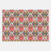 幾何学的50-60sクリスマスカラー赤い緑の白 ラッピングペーパーシート (正面)