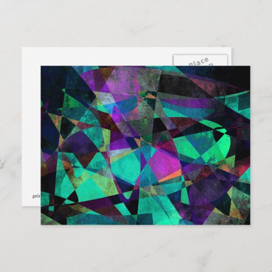 幾何学的、カラフルオリジナル・抽象芸術・アート ポストカード (正面/裏面)