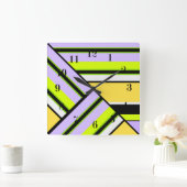 幾何学的、ストライプ スクエア壁時計 (ホーム)
