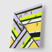 幾何学的、ストライプ スクエア壁時計 (傾斜)