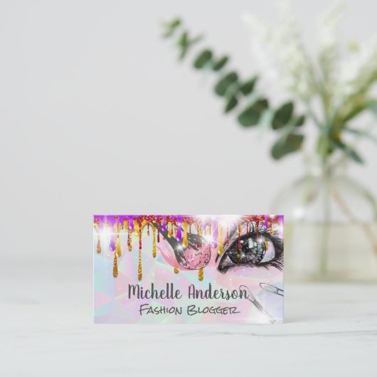 幾何学的 |メイクアップブラシグリッタードリップ |スパークル 名刺 (スタンド正面)