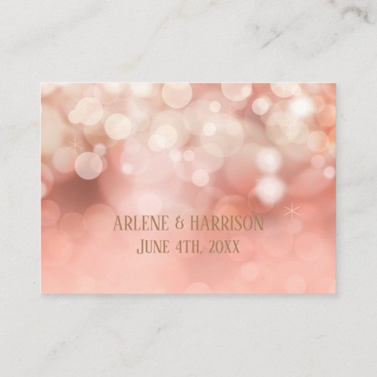 幾何学的《写真》ぼけ味結婚ピンクの表座席表 プレイスカード (裏面)