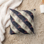 幾何学的，抽象芸術ストライプの，青，ベージュ，茶色， クッション (ブランケット)