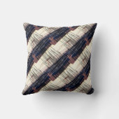 幾何学的，抽象芸術ストライプの，青，ベージュ，茶色， クッション (裏面)