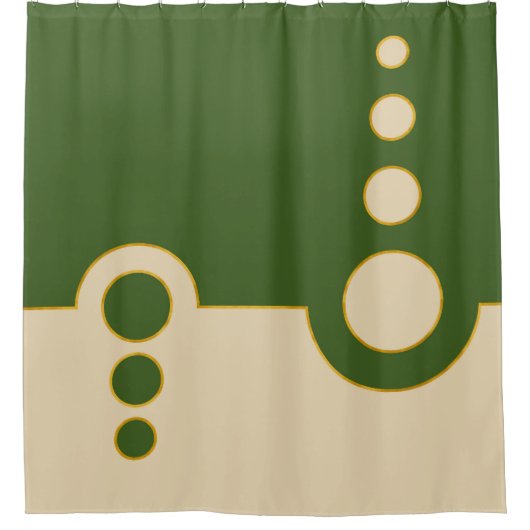 幾何学的、抽象芸術パターモダンン、円 シャワーカーテン (正面)