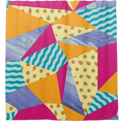 幾何学的、抽象芸術要素:シームレスな装飾 シャワーカーテン (正面)