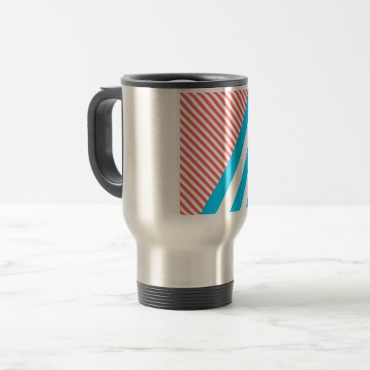幾何学的，抽象芸術，テクスチャ，パターン，赤，青 トラベルマグ (正面左)