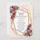 幾何学的 – 金ゴールドグリッターウェディングシャワー招待状 招待状 (正面)