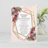 幾何学的 – 金ゴールドグリッターウェディングシャワー招待状 招待状 (スタンド正面)