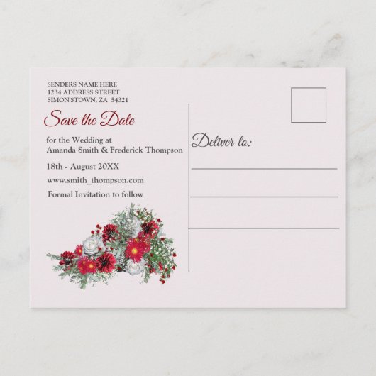 幾何学的 – 金ゴールドグリッターブルガンディブケッツ 案内ポストカード (裏面)