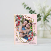 幾何学的 – 金ゴールドグリッターブルガンディブケッツ 案内ポストカード (スタンド正面)