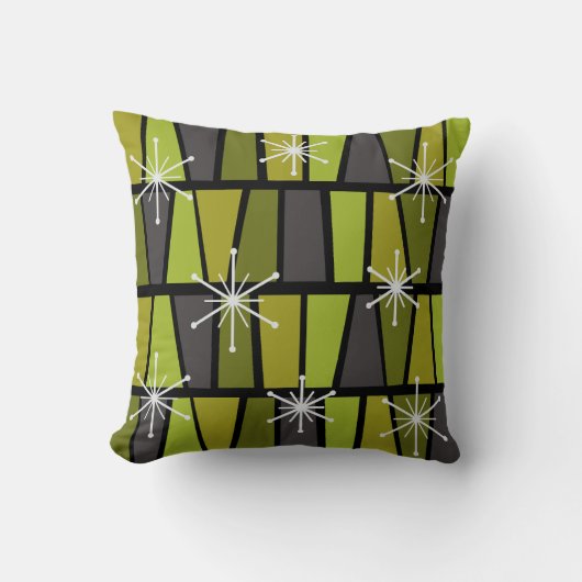 幾何学的MCM抽象芸術オリーブグリーン クッション (正面)