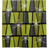 幾何学的MCM抽象芸術オリーブグリーン シャワーカーテン (正面)