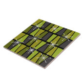 幾何学的MCM抽象芸術オリーブグリーン タイル (側面)