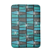 幾何学的MCM抽象芸術ターコイズティール（緑がかった色） バスマット (正面縦)