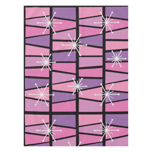 幾何学的MCM抽象芸術ピンク紫 テーブルクロス (正面)