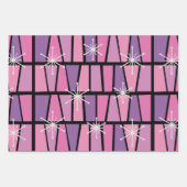 幾何学的MCM抽象芸術ピンク紫 ラッピングペーパーシート (正面3)