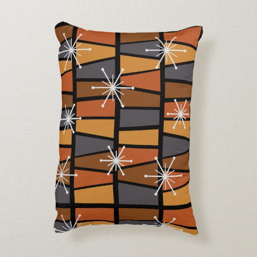 幾何学的MCM抽象芸術焼けオレンジ アクセントクッション (裏面(縦))