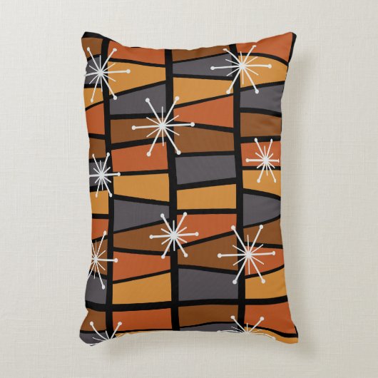 幾何学的MCM抽象芸術焼けオレンジ アクセントクッション (正面(垂直))