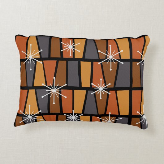 幾何学的MCM抽象芸術焼けオレンジ アクセントクッション (裏面)