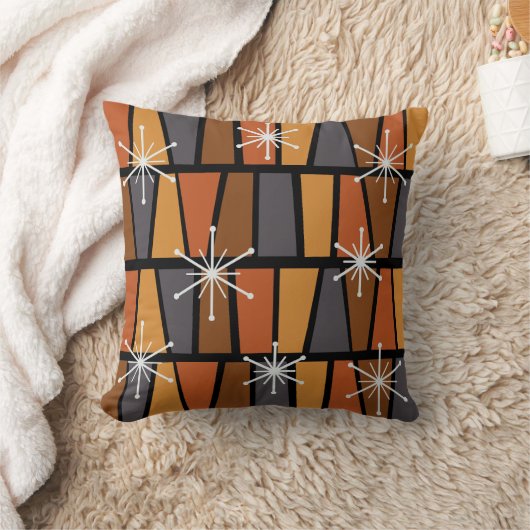 幾何学的MCM抽象芸術焼けオレンジ クッション (ブランケット)