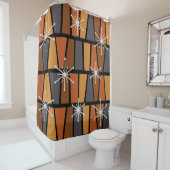 幾何学的MCM抽象芸術焼けオレンジ シャワーカーテン (インサイチュ)