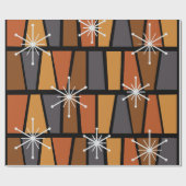 幾何学的MCM抽象芸術焼けオレンジ ラッピングペーパー (フラット)