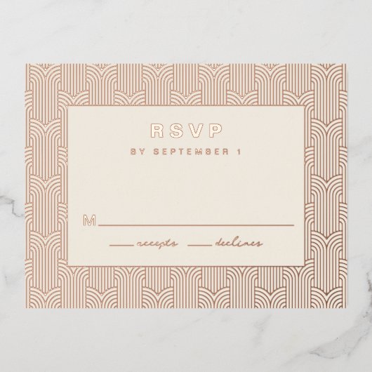 幾何学的RSVPカード 箔招待状ポストカード (正面)