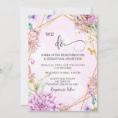 *~*幾何学的RSVPフローラAR15 QRsを結婚行う 招待状 (正面)