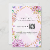 *~*幾何学的RSVPフローラAR15 QRsを結婚行う 招待状 (裏面)